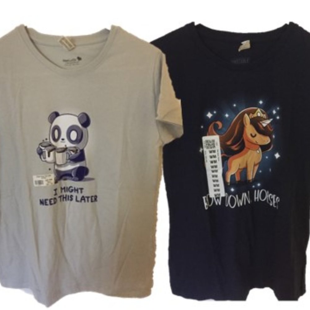 NEW TeeTurtle Women's Medium Panda & Unicorn T-Shirts